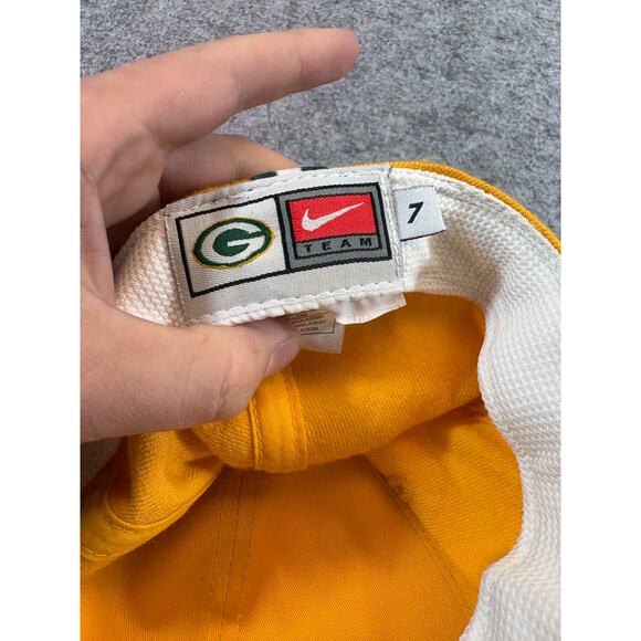VINTAGE Nike Green Bay Packers NFL Hat Cap Mens Fitted Size 7 Yellow Sports Y2K - Picture 6 of 6